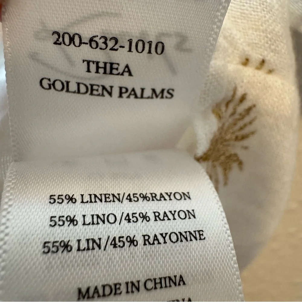 Rails Thea Golden Palms Tie Front Linen Blend Shirt Size Medium - Picture 7 of 8